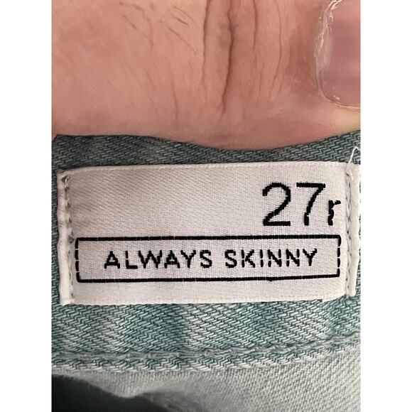 Gap Jeans Womens 27 Light Wash Blue Always Skinny Distressed Denim Stretch Pants - Picture 10 of 13